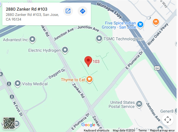 Map to ITRI International Inc., 2880 Zanker Road Suite 103, San Jose, CA 95134